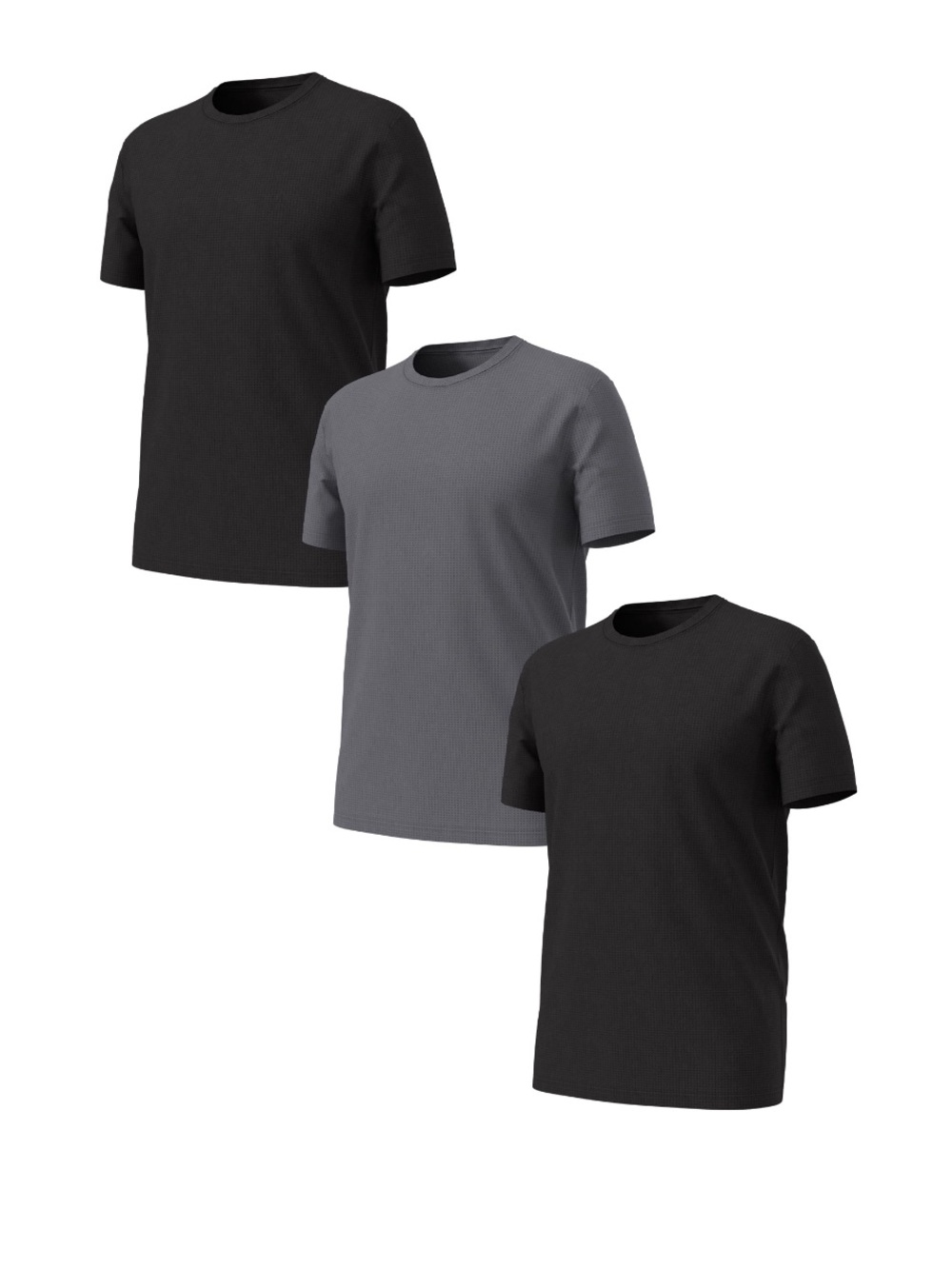Athletic Works Men's Ultra Lite Mesh Crew Tee Shirts 3-Pack Black & Grey LARGE